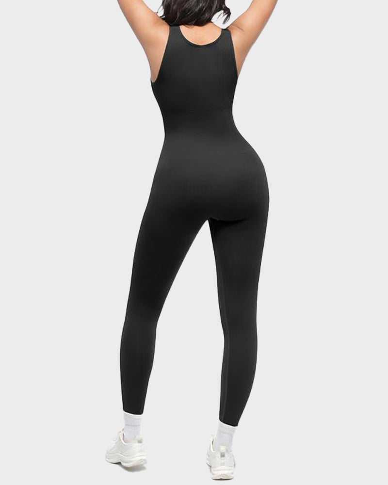 Deep V Tummy Control Sculpting Jumpsuit - Volutto