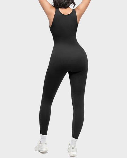 Deep V Tummy Control Sculpting Jumpsuit - Volutto