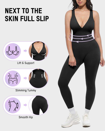 Deep V Tummy Control Sculpting Jumpsuit - Volutto
