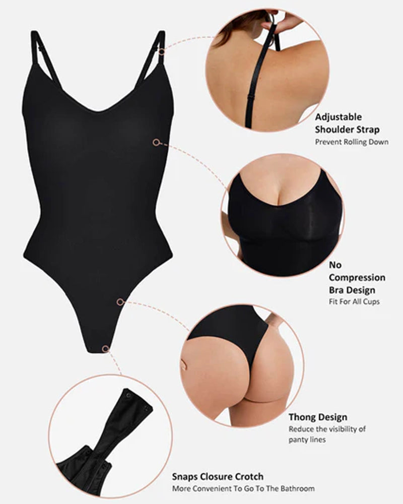 Tummy Control Bodysuit Seamless Sculpting Snatched Waist Body Suit Thong - Volutto