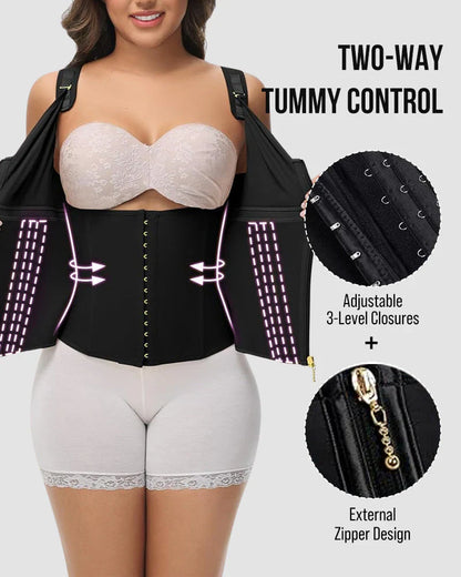 Double-Layer Tummy Control Waist Shaper Girdle With Bra - Volutto