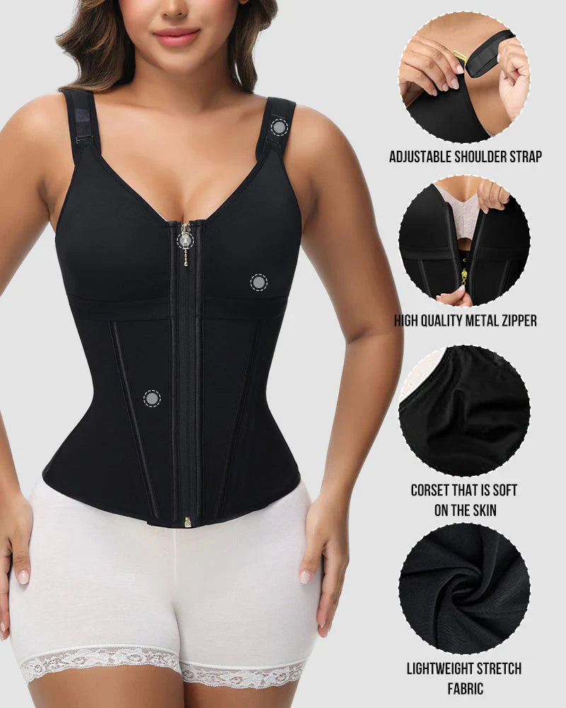 Double-Layer Tummy Control Waist Shaper Girdle With Bra - Volutto