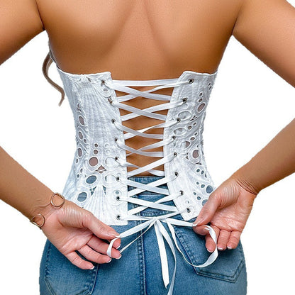 Lace Up Shapewear Tube Top Tummy Control Shapewear - Volutto