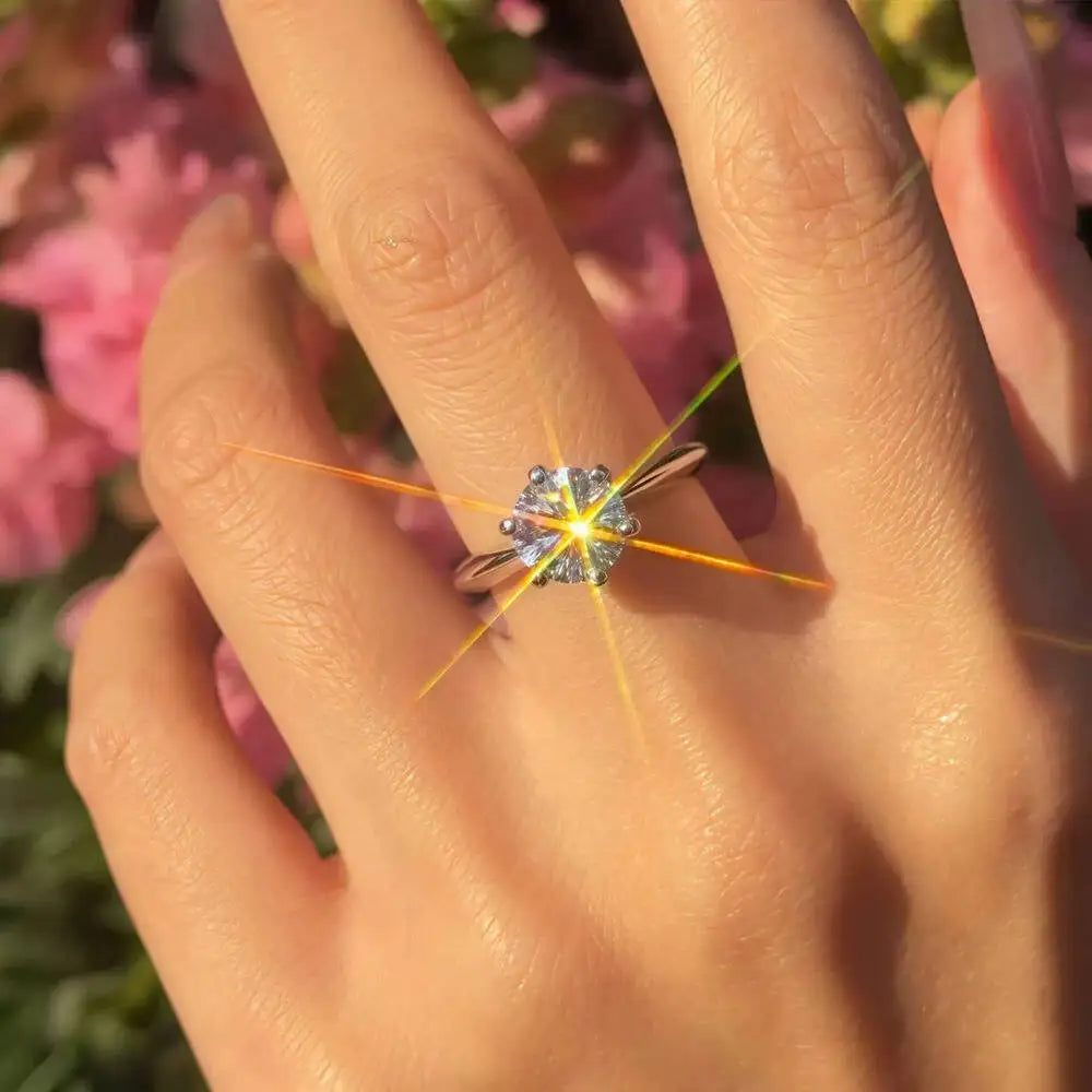 Moissanite Ring Diamond Solitaire Ring for Women Volutto
