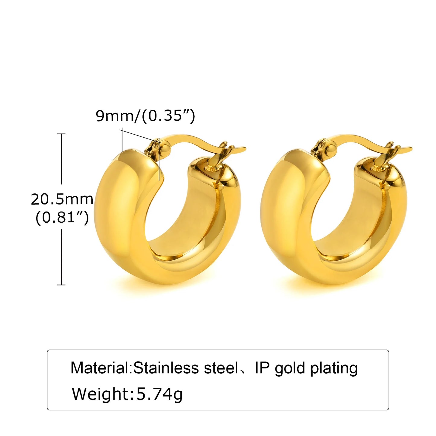 Women Huggie Earrings Stainless Steel Volutto