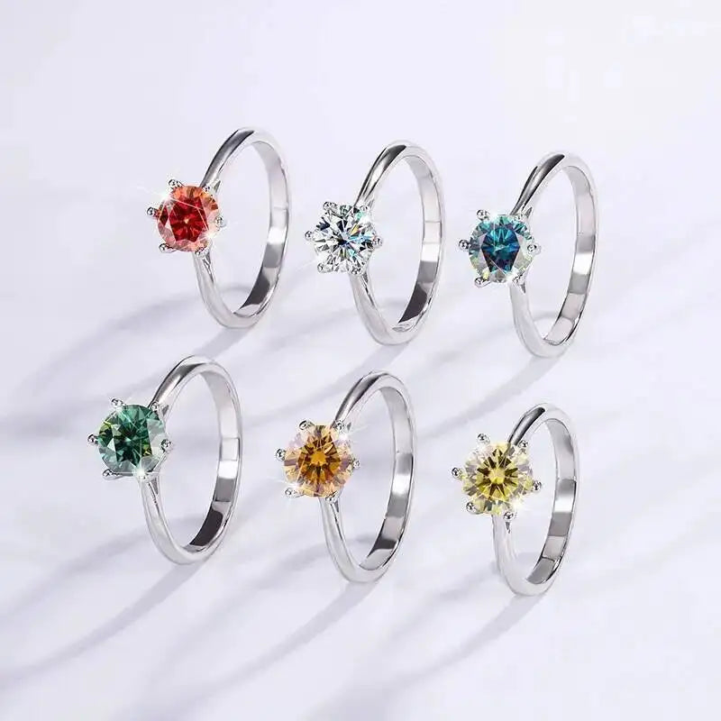 Moissanite Ring Diamond Solitaire Ring for Women Volutto