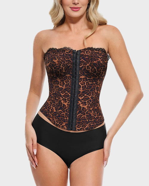 Sexy Leopard Shaping Corset Top With Tummy Control - Volutto