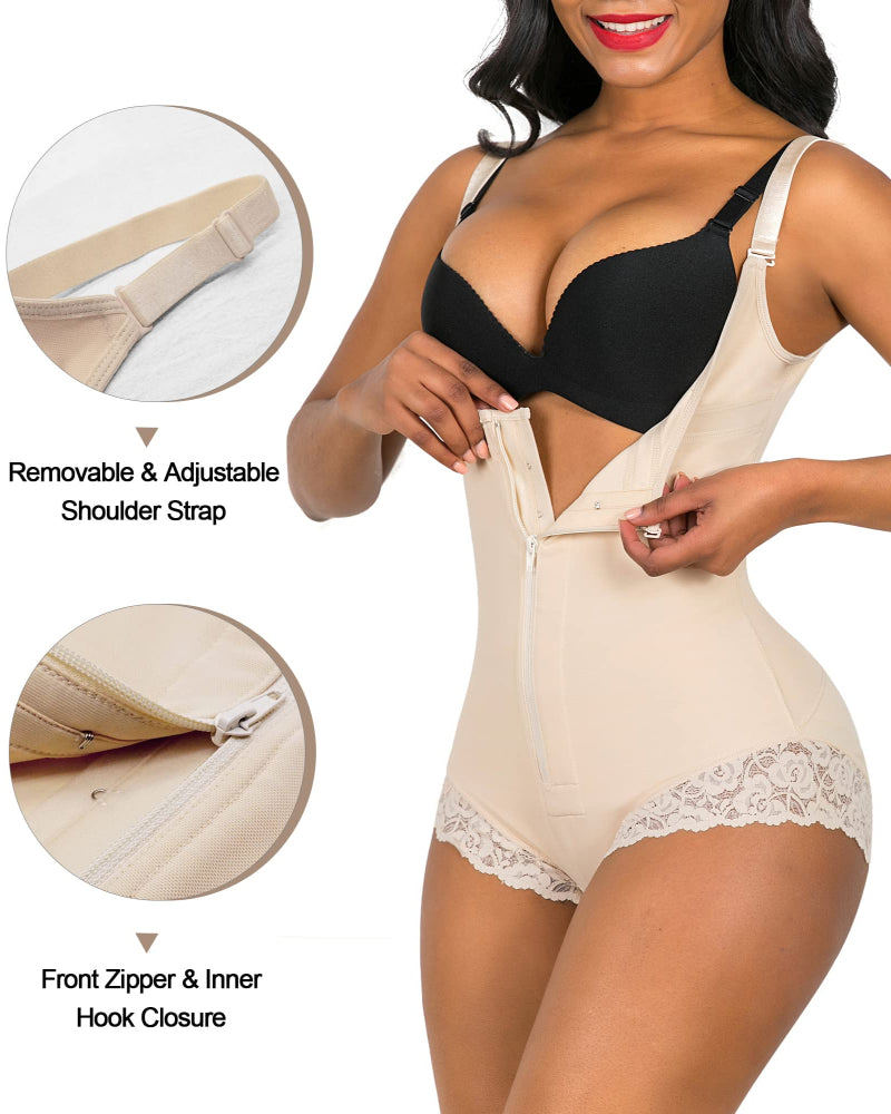 Tummy Control Colombian Open Bust Body Shaper Slimmer Bodysuit - Volutto