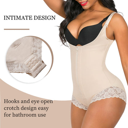 Tummy Control Colombian Open Bust Body Shaper Slimmer Bodysuit - Volutto