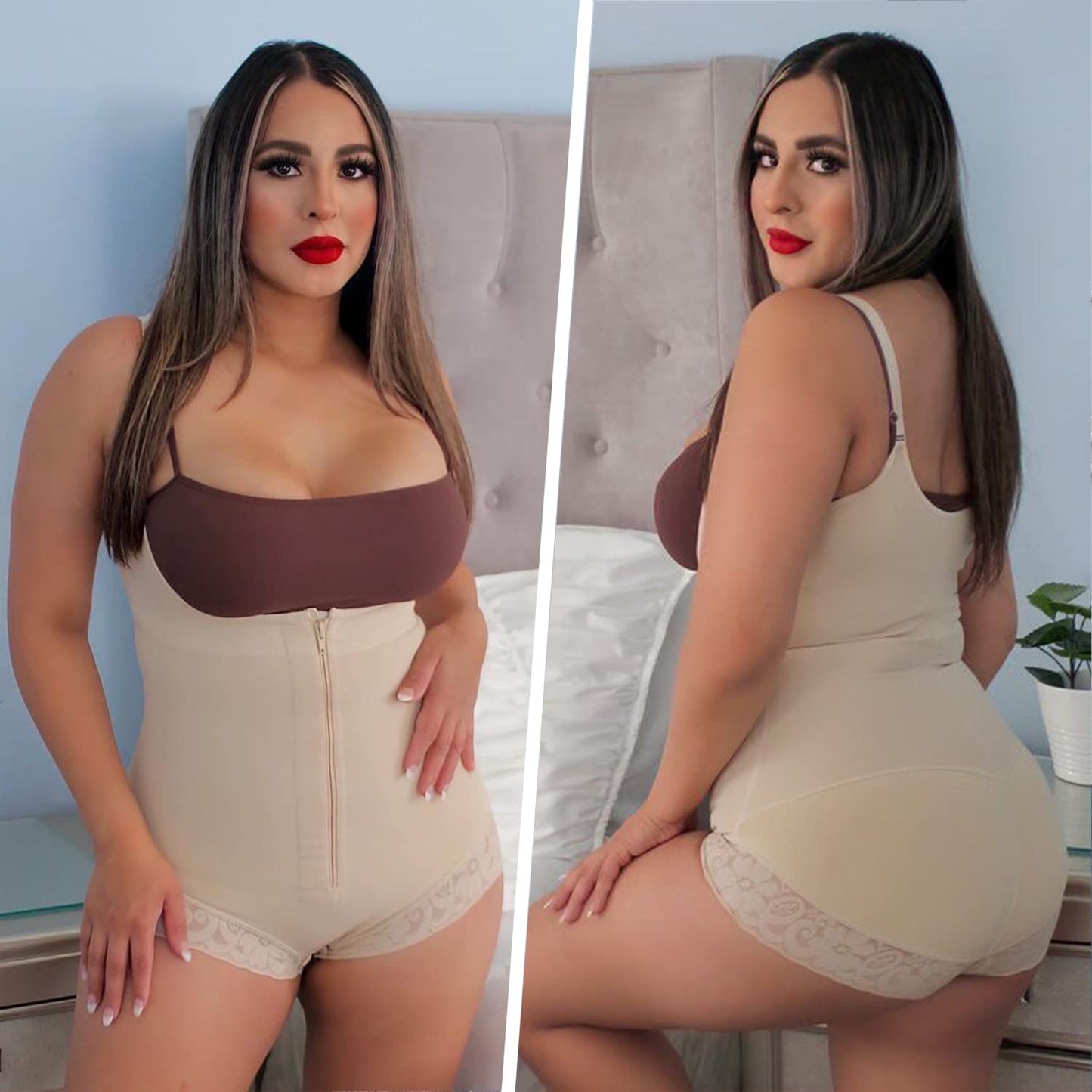 Tummy Control Colombian Open Bust Body Shaper Slimmer Bodysuit - Volutto