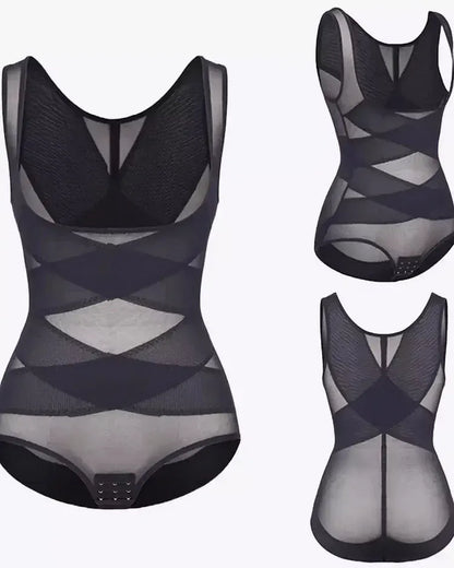 Mesh Tummy Tuck Body Triangle Shapewear - Volutto