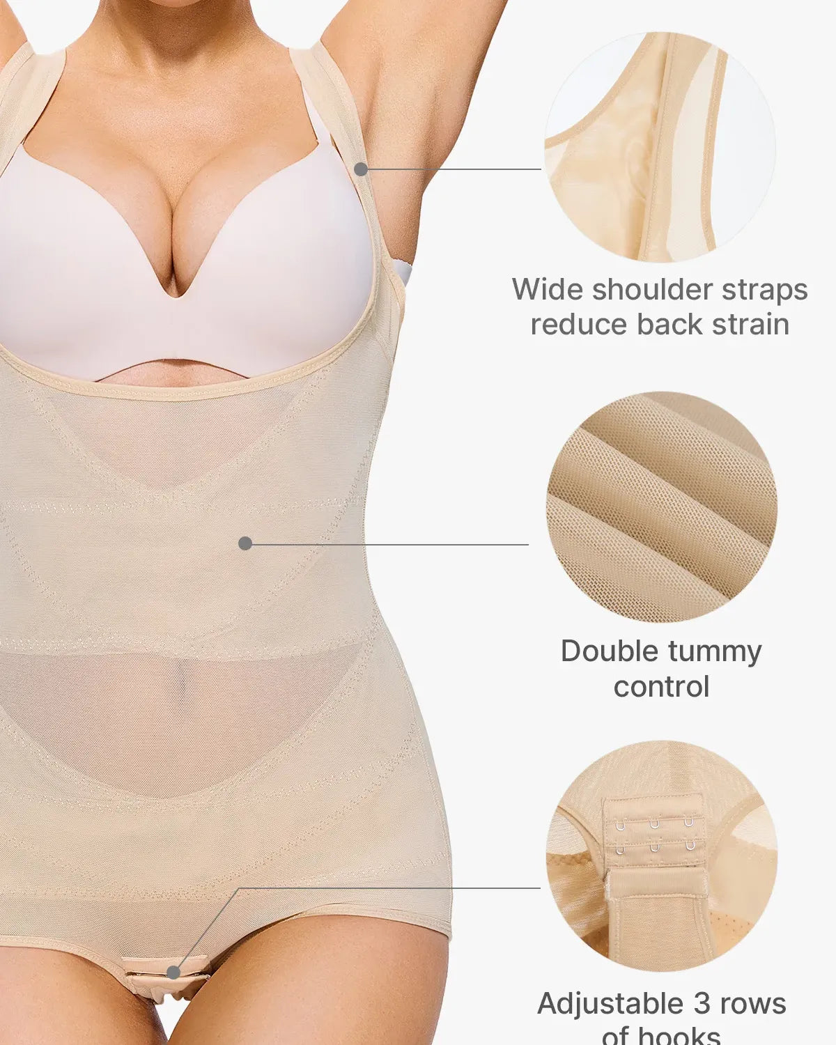 Mesh Tummy Tuck Body Triangle Shapewear - Volutto