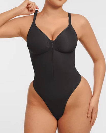 Seamless Covered Bust Jumpsuit Thong Bodysuit - Volutto