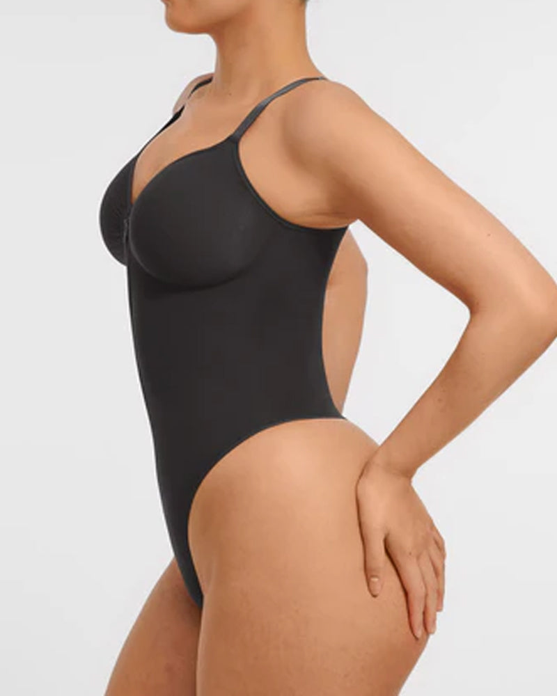 Seamless Covered Bust Jumpsuit Thong Bodysuit - Volutto