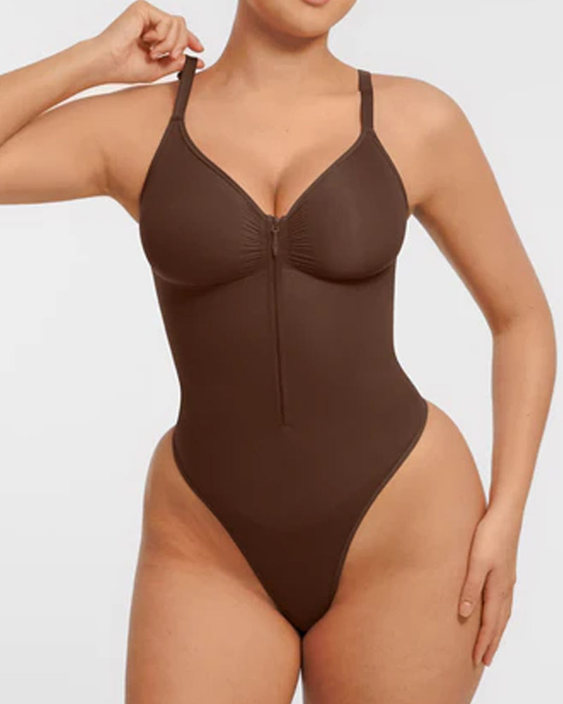 Seamless Covered Bust Jumpsuit Thong Bodysuit - Volutto