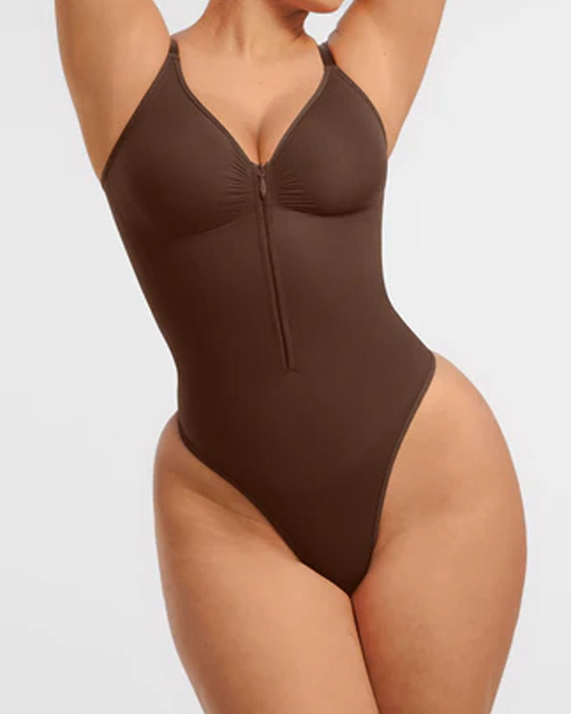 Seamless Covered Bust Jumpsuit Thong Bodysuit - Volutto