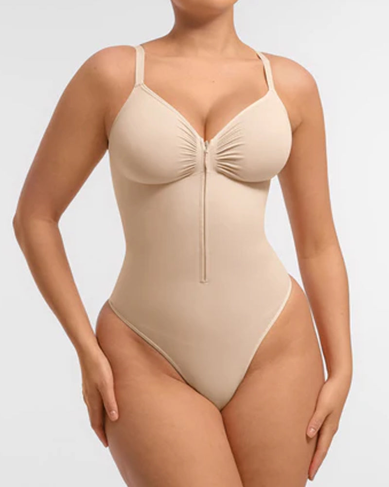 Seamless Covered Bust Jumpsuit Thong Bodysuit - Volutto